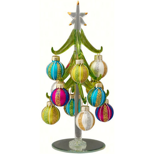 Tree - Green - 12 Ornaments - Stripes - 8 Inch - GB
