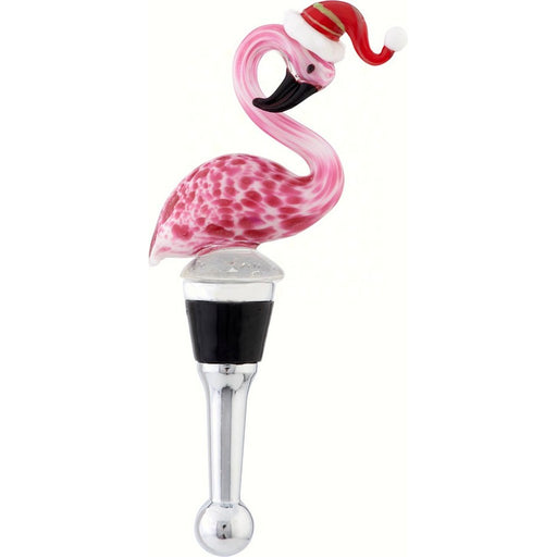 Bottle Stopper - Flamingo in Santa Hat
