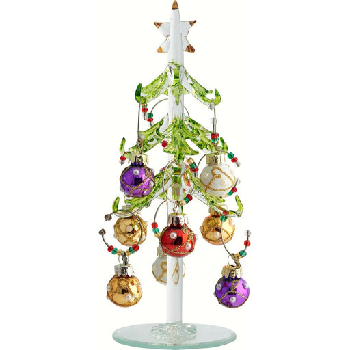 Tree - Green - 7.5 Inch - with 9 Pearl Ornament Wine Charms - PVC