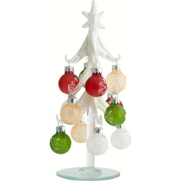 Tree - Frosted - 8 Inch - with 12 Ornament Balls - GB